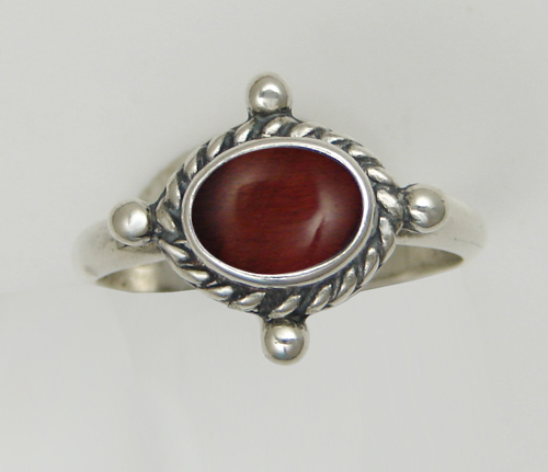 Sterling Silver Gemstone Ring With Red Tiger Eye Size 11
